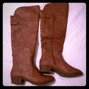 Brown leather boots